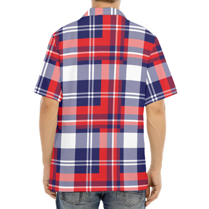 USA Plaid Pattern Print Aloha Shirt