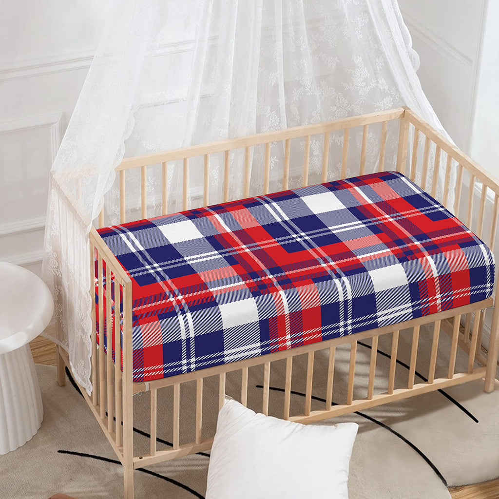 USA Plaid Pattern Print Baby Crib Sheet