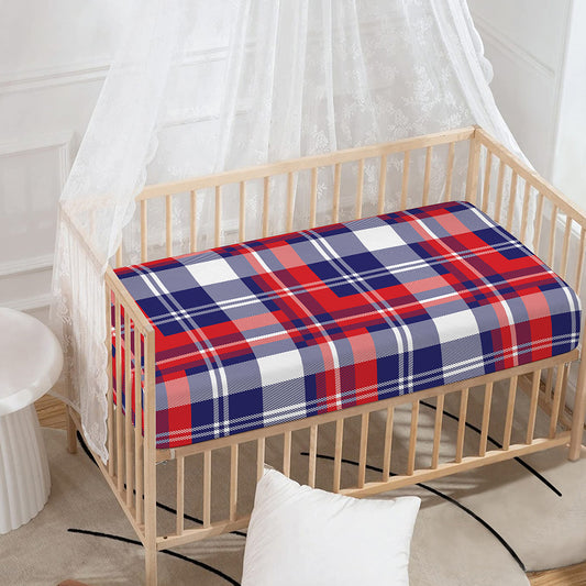 USA Plaid Pattern Print Baby Crib Sheet