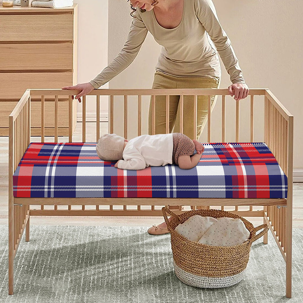 USA Plaid Pattern Print Baby Crib Sheet