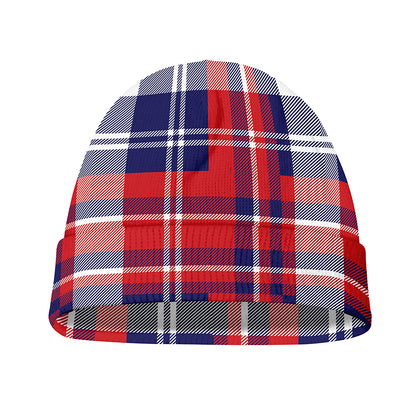 USA Plaid Pattern Print Beanie