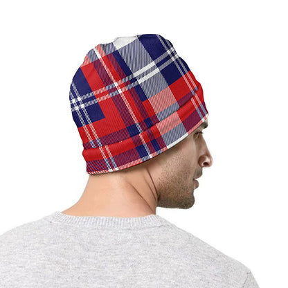 USA Plaid Pattern Print Beanie