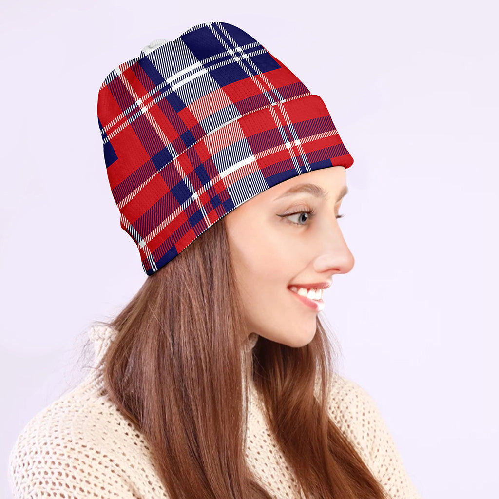 USA Plaid Pattern Print Beanie
