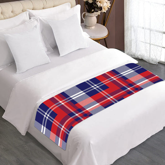 USA Plaid Pattern Print Bed Runner