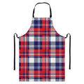 USA Plaid Pattern Print Bib Apron With Pocket
