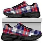 USA Plaid Pattern Print Black Chunky Shoes
