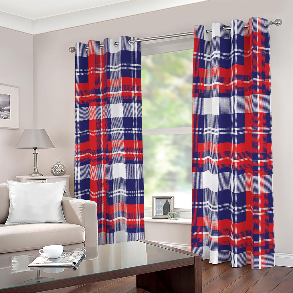 USA Plaid Pattern Print Blackout Grommet Curtains