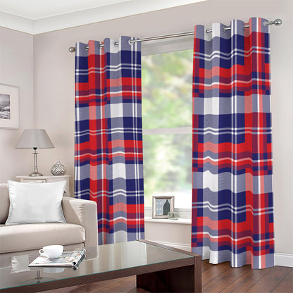 USA Plaid Pattern Print Blackout Grommet Curtains