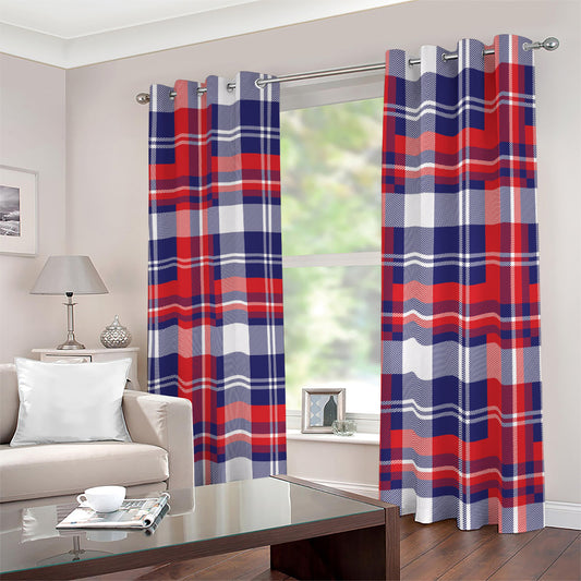 USA Plaid Pattern Print Blackout Grommet Curtains