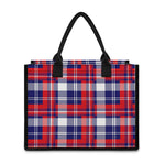 USA Plaid Pattern Print Canvas Tote Bag