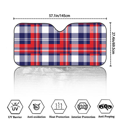 USA Plaid Pattern Print Car Windshield Sun Shade