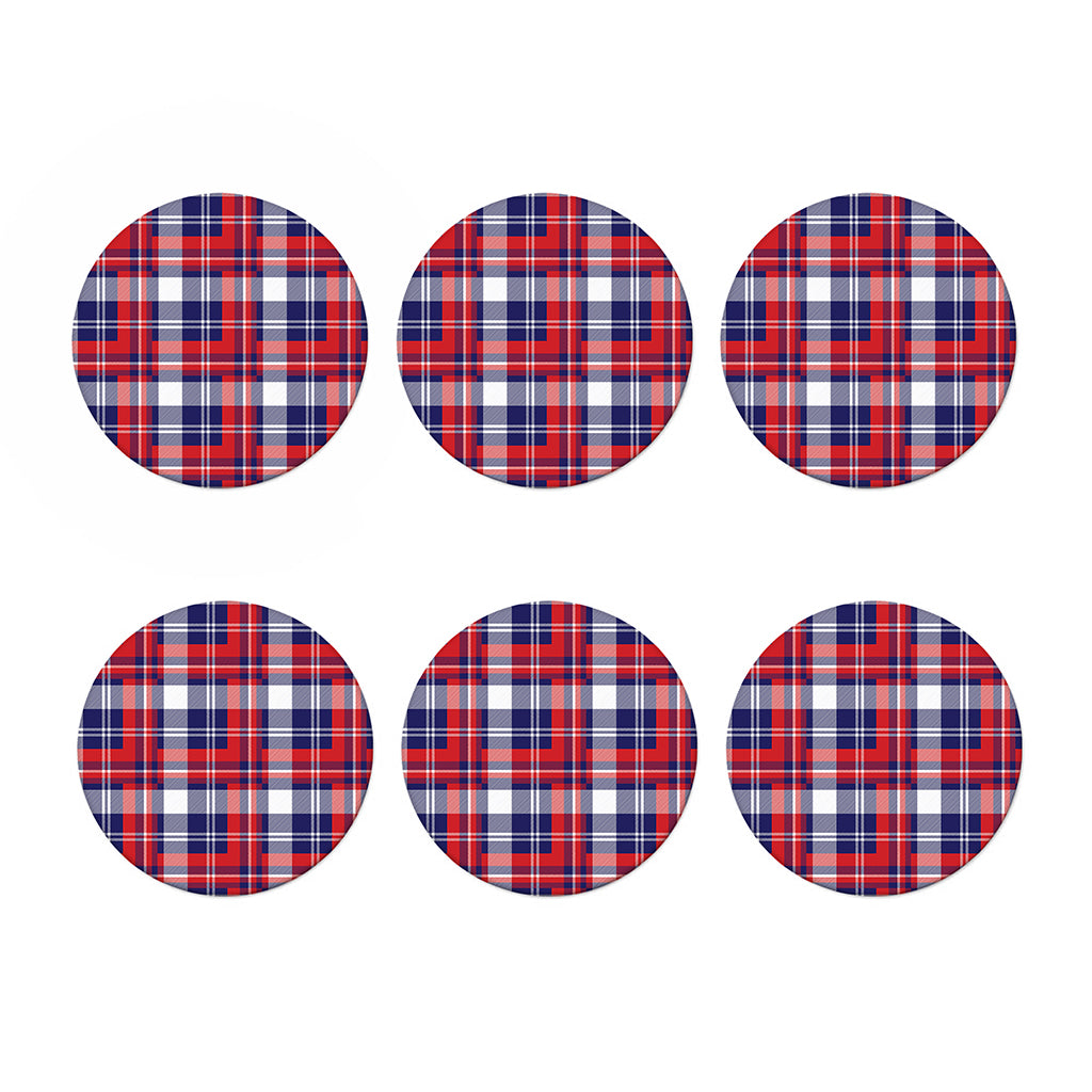 USA Plaid Pattern Print Coaster Set