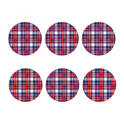 USA Plaid Pattern Print Coaster Set