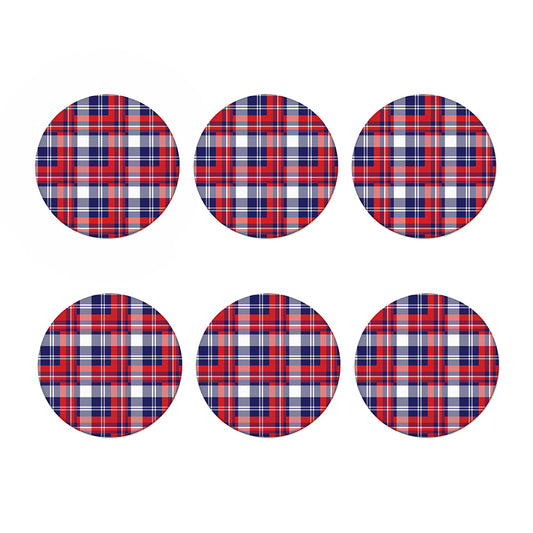 USA Plaid Pattern Print Coaster Set