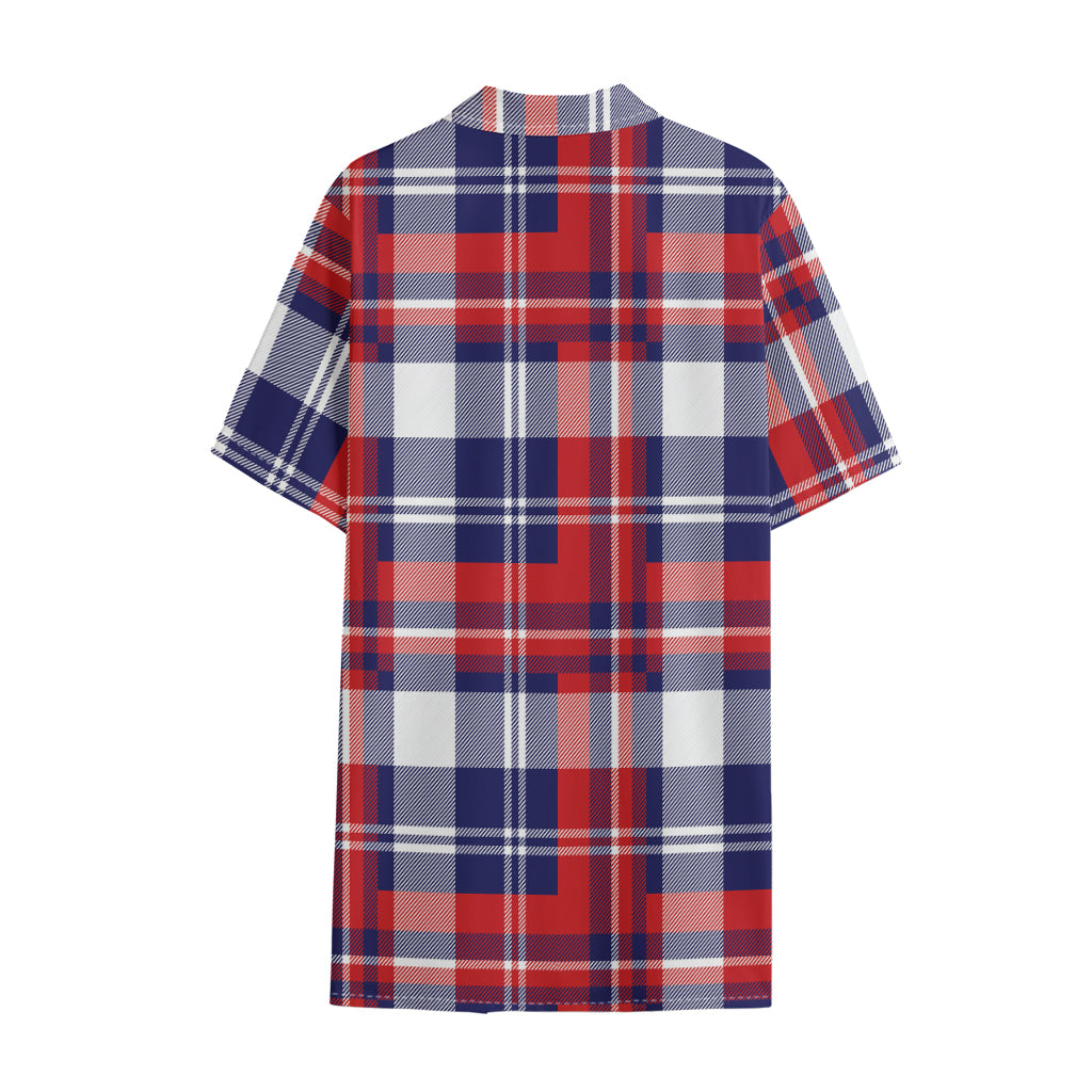 USA Plaid Pattern Print Cotton Hawaiian Shirt