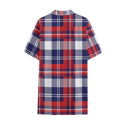 USA Plaid Pattern Print Cotton Hawaiian Shirt