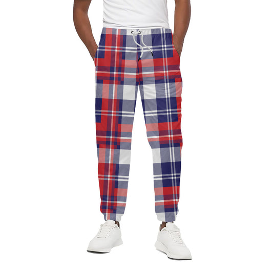USA Plaid Pattern Print Cotton Pants