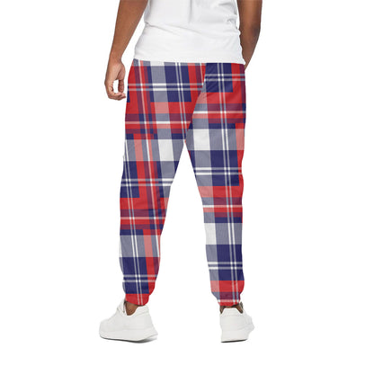 USA Plaid Pattern Print Cotton Pants