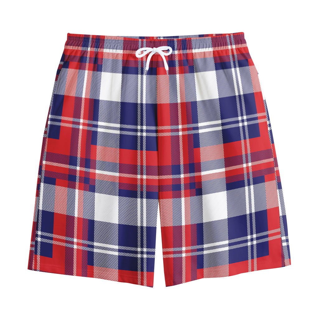 USA Plaid Pattern Print Cotton Shorts