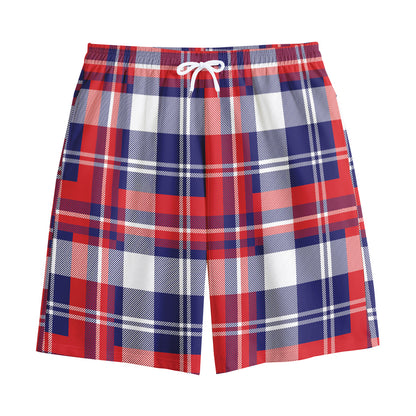USA Plaid Pattern Print Cotton Shorts