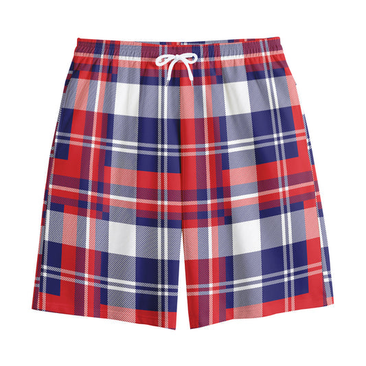 USA Plaid Pattern Print Cotton Shorts