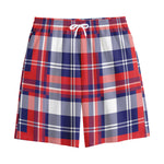 USA Plaid Pattern Print Cotton Shorts