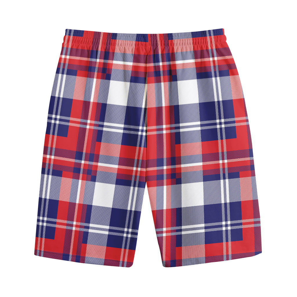 USA Plaid Pattern Print Cotton Shorts