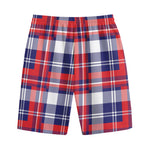 USA Plaid Pattern Print Cotton Shorts