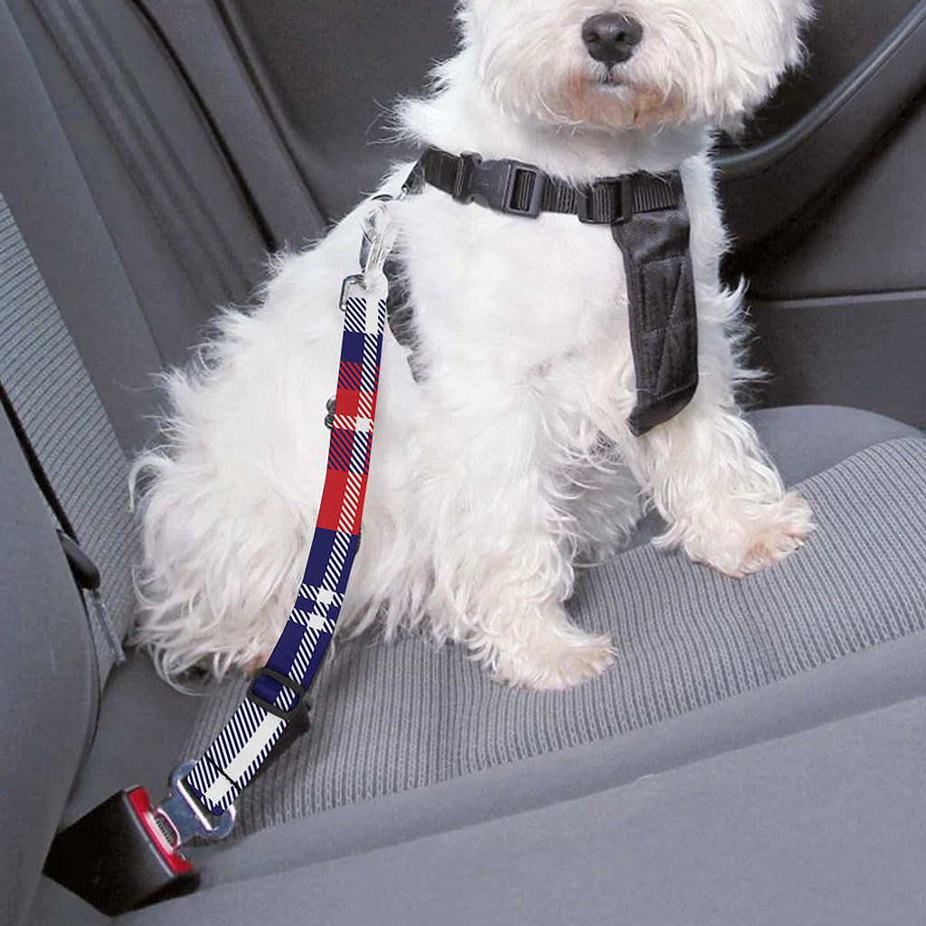 USA Plaid Pattern Print Dog Seat Belt