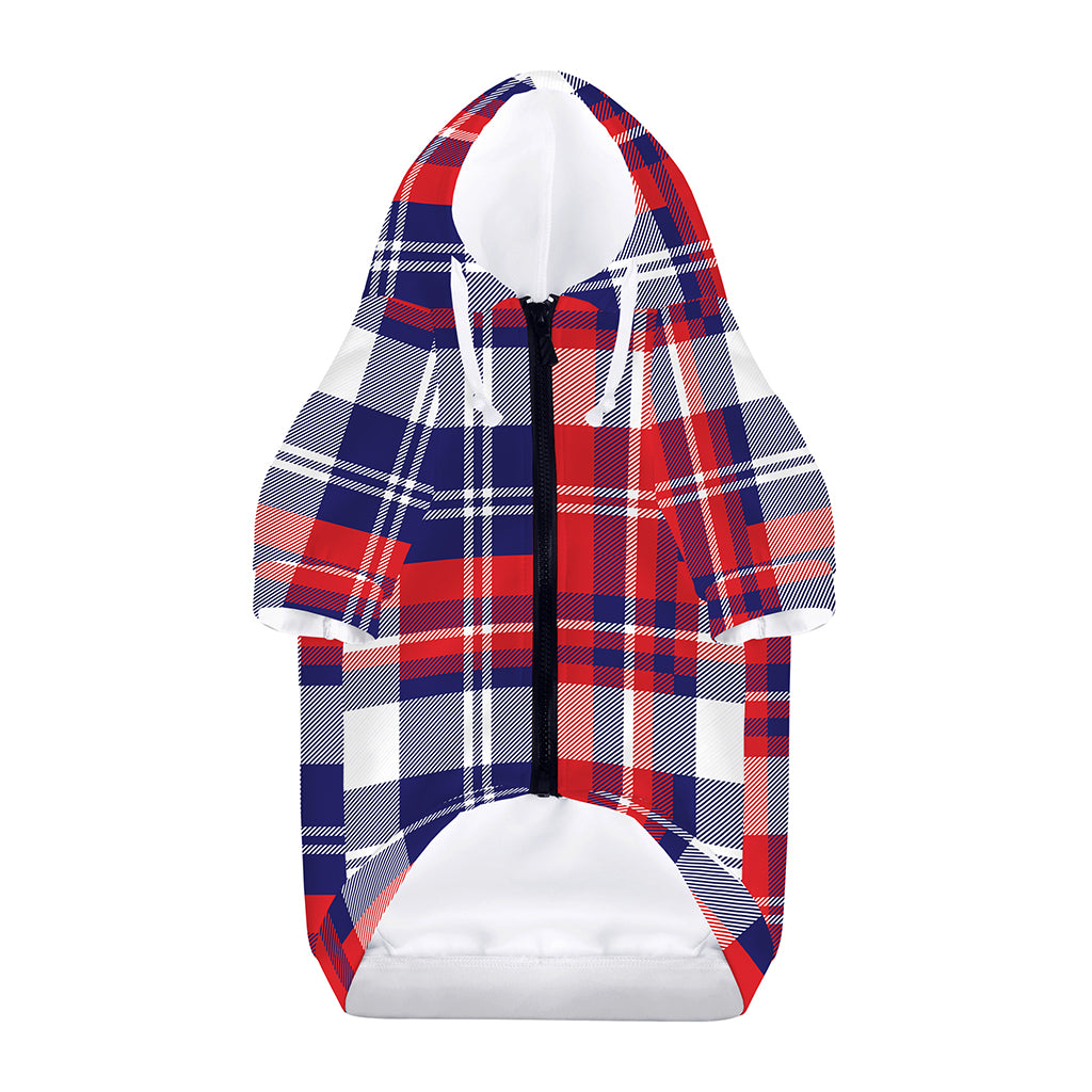 USA Plaid Pattern Print Dog Zip Up Hoodie