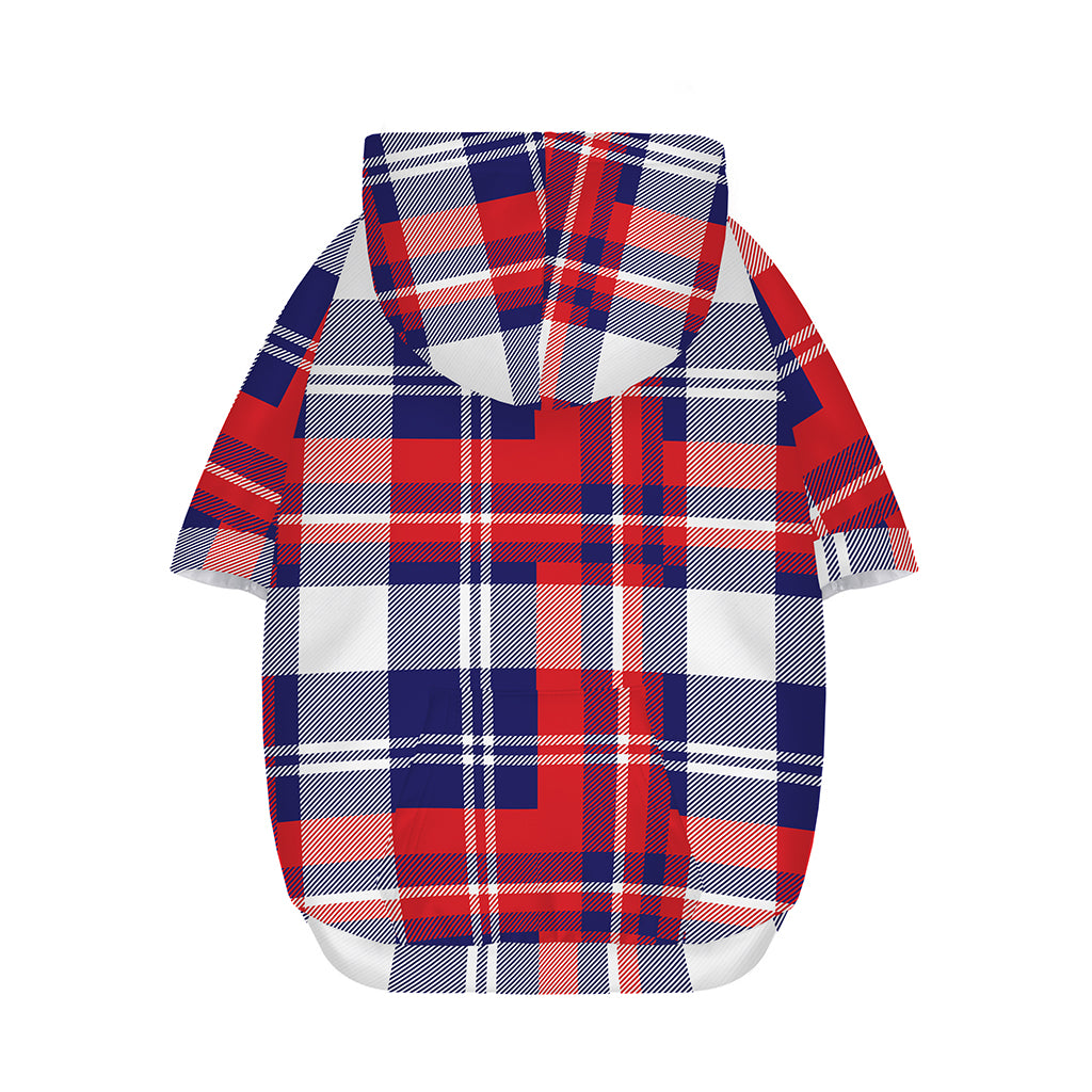USA Plaid Pattern Print Dog Zip Up Hoodie