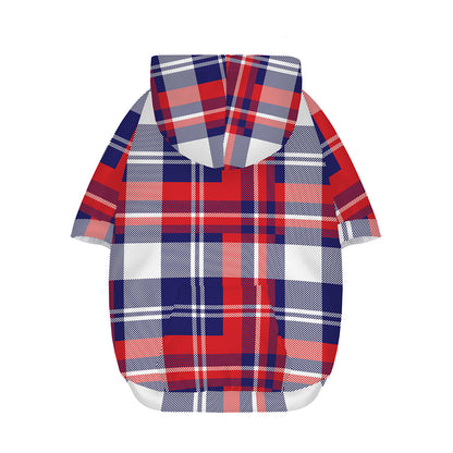USA Plaid Pattern Print Dog Zip Up Hoodie