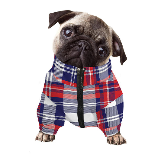 USA Plaid Pattern Print Dog Zip Up Jacket