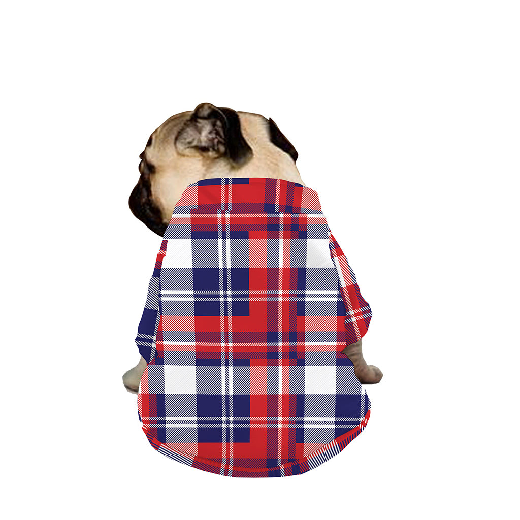 USA Plaid Pattern Print Dog Zip Up Jacket