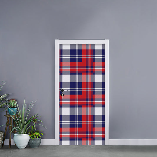 USA Plaid Pattern Print Door Sticker