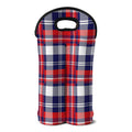 USA Plaid Pattern Print Double Neoprene Wine Tote