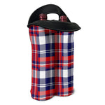 USA Plaid Pattern Print Double Neoprene Wine Tote