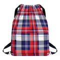 USA Plaid Pattern Print Drawstring Backpack