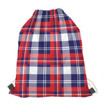 USA Plaid Pattern Print Drawstring Bag