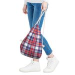 USA Plaid Pattern Print Drawstring Bag
