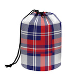 USA Plaid Pattern Print Drawstring Makeup Bag
