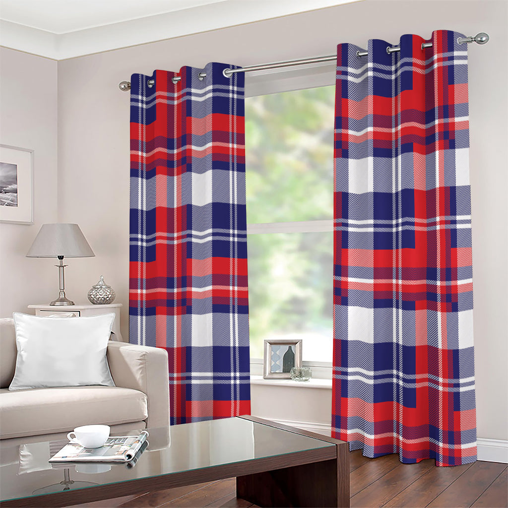USA Plaid Pattern Print Extra Wide Grommet Curtains