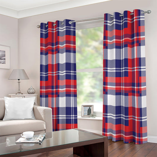 USA Plaid Pattern Print Extra Wide Grommet Curtains