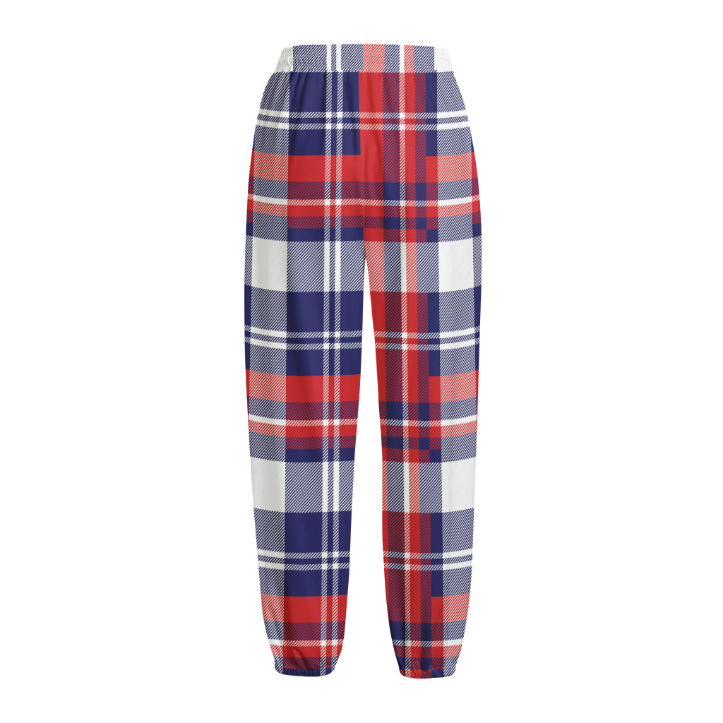 USA Plaid Pattern Print Fleece Lined Knit Pants