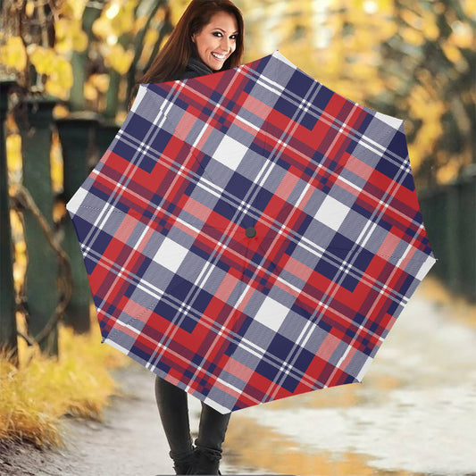 USA Plaid Pattern Print Foldable Umbrella