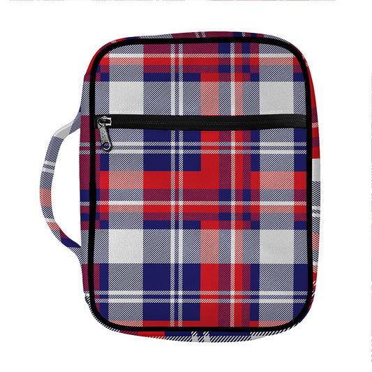 USA Plaid Pattern Print Front Pocket Bible Bag