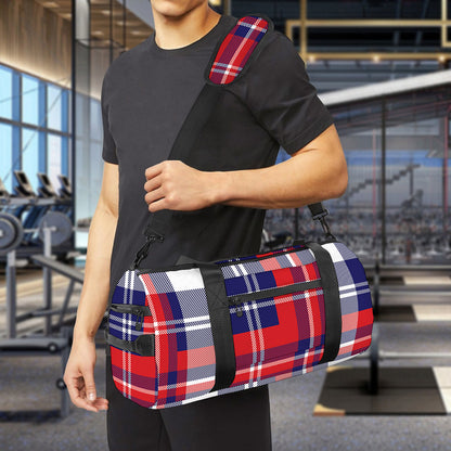 USA Plaid Pattern Print Gym Bag