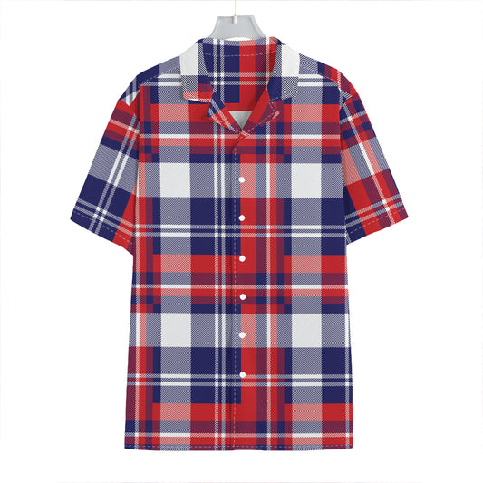 USA Plaid Pattern Print Hawaiian Shirt