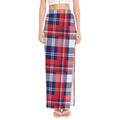 USA Plaid Pattern Print High Slit Maxi Skirt