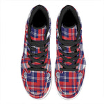 USA Plaid Pattern Print High Top Leather Sneakers